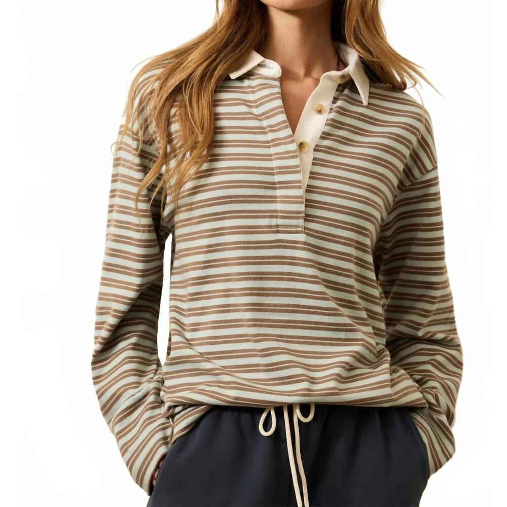 NEW FAHERTY hometown rugby polo in lakeshore bay stripe - Picture 1 of 5